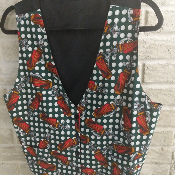 Novelty Vest Sleeveless Golf Print Womens  Size 42/XL Button-up Halloween - Picture 8 of 8